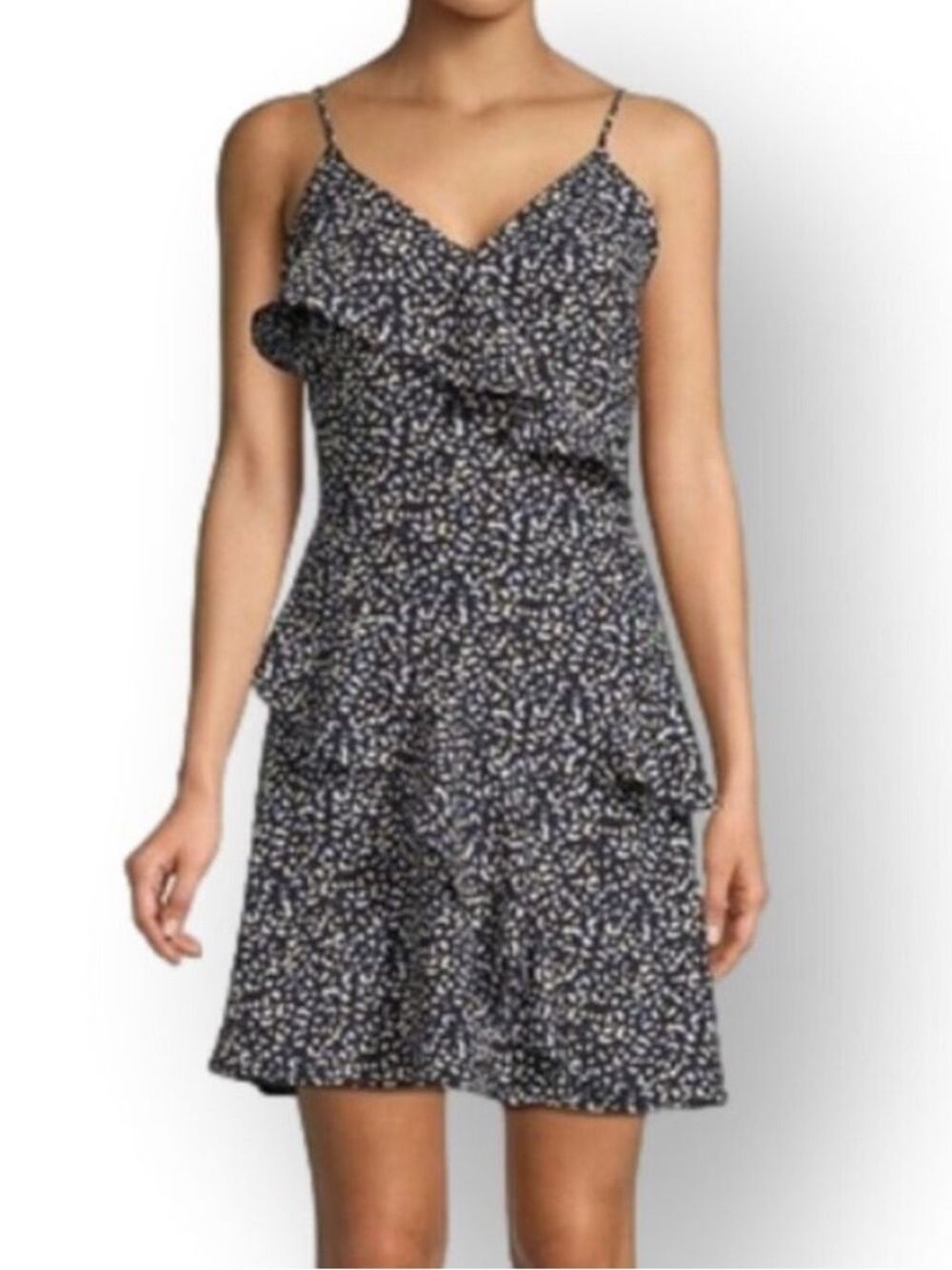 NWT DESIGN LAB Blue Leopard Print Ruffle Dress